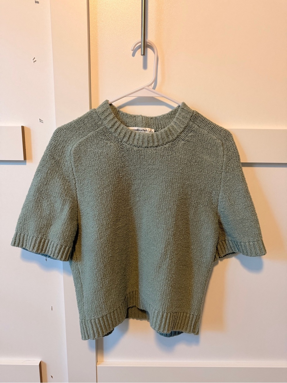 Abercrombie & Fitch Sage Green Short-Sleeve Crew Sweater